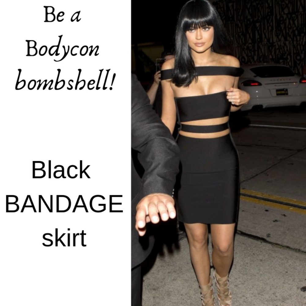 BCBG Black Bandage bodycon pencil skirt XS